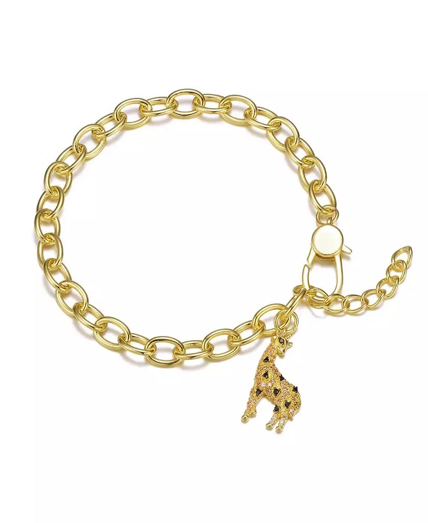 Genevive Women
s 14K Gold Plated Fancy CZ Giraffe Dangle Charm Bracelet