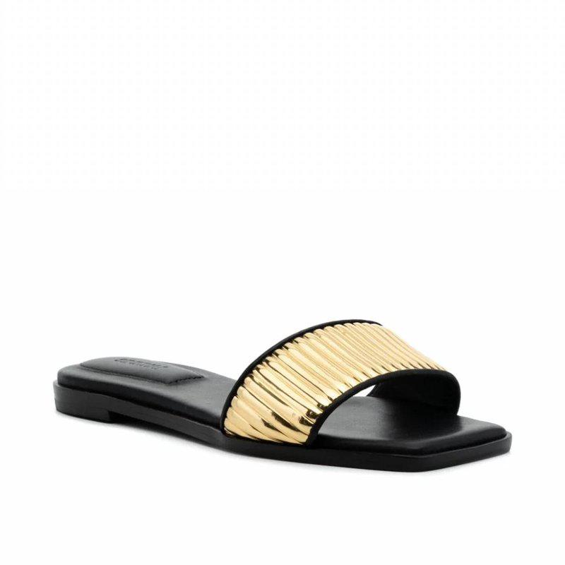 Simkhai Women's Carter Flat Sandals In Black/Gold