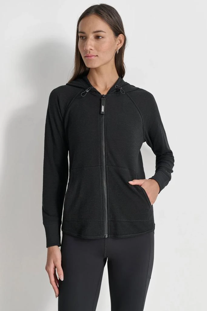 DKNY MINI SLUB WAFFLE FULL ZIP HOODIE 5