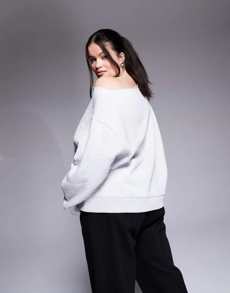 ASOS Weekend Collective Weekend Collective Curve relaxed off shoulder sweatshirt in ice marl 3