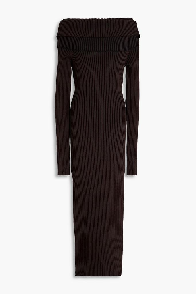 NICHOLAS Off-the-shoulder ribbed-knit maxi dress