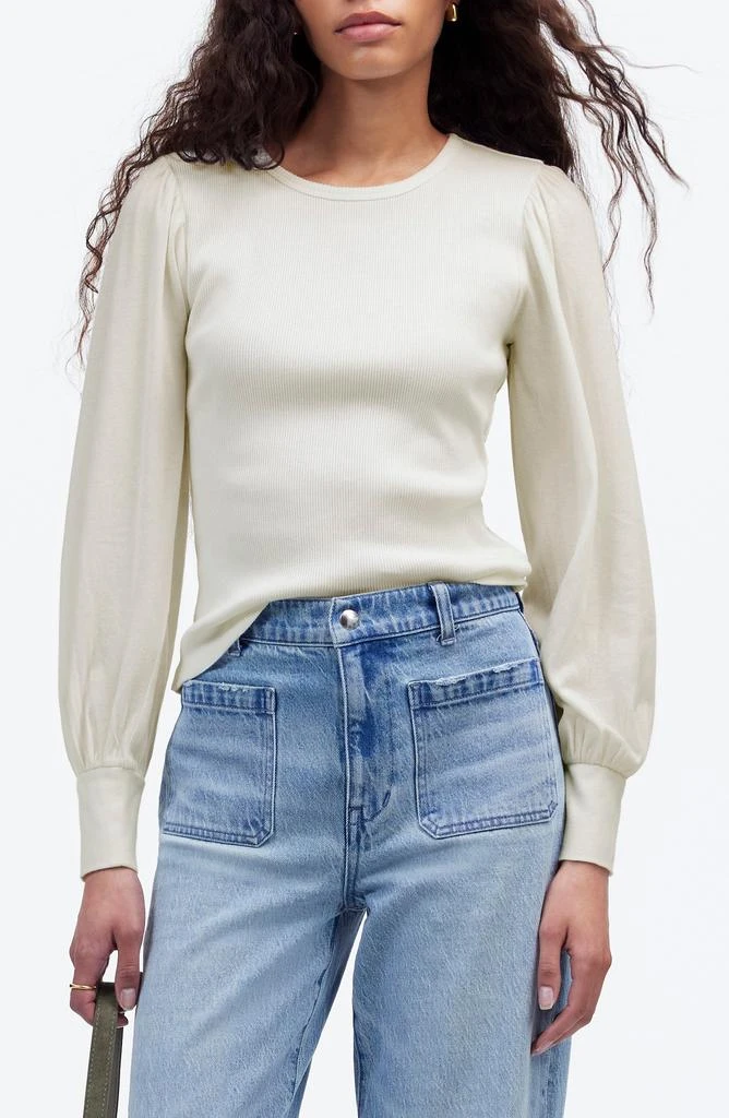 Madewell Puff Sleeve Rib Top