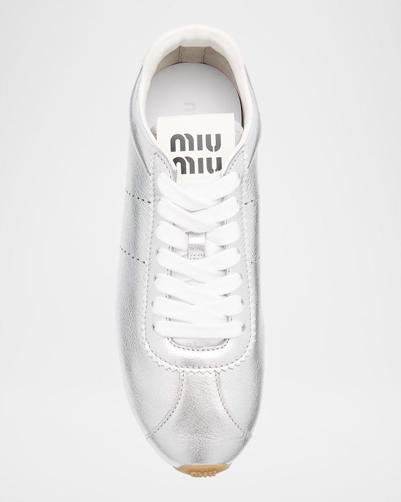 もも様　MIU MIU ／ホワイトレザー メタリックトゥシューズ24 Miu Miu Metallic Leather Retro Runner Sneakers - Casual