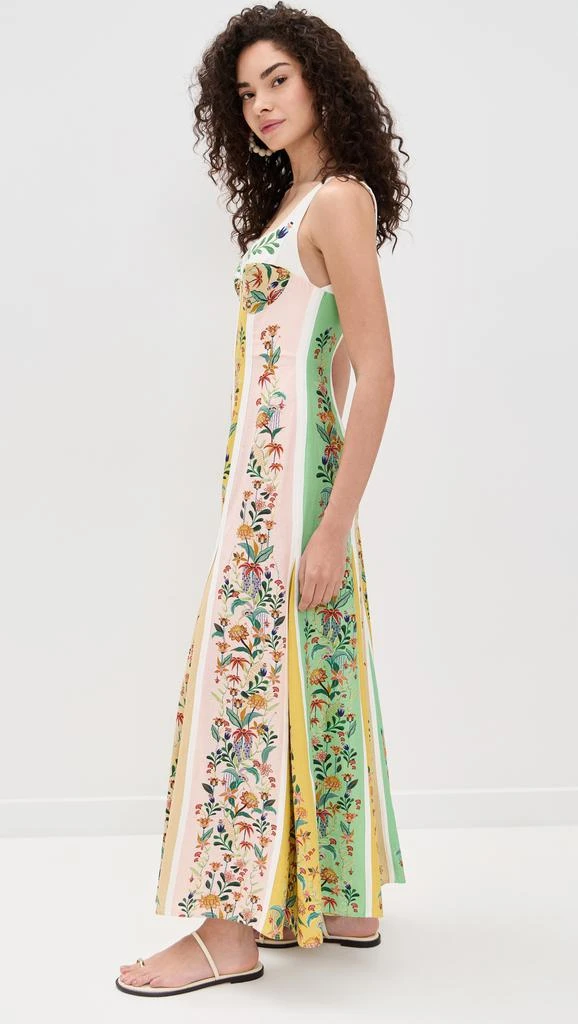 Farm Rio Delicate Floral Stripes Multicolor Sleeveless Gore Dress 3
