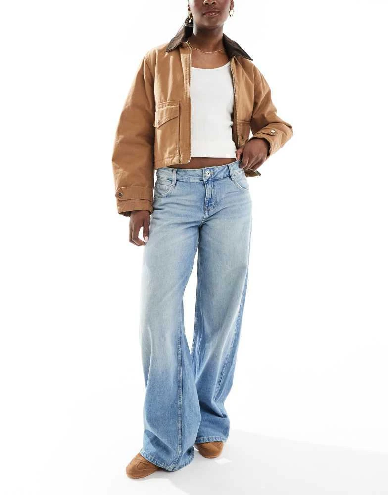Bershka Bershka baggy wide leg jeans in light blue 1