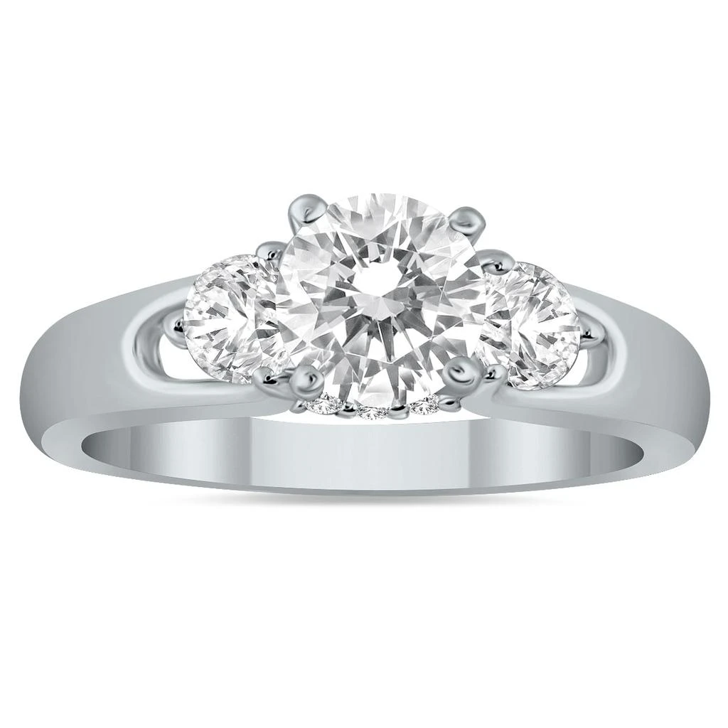 SSELECTS 1 Carat Tw Diamond Three Stone Engagement Ring In 14K White Gold 1