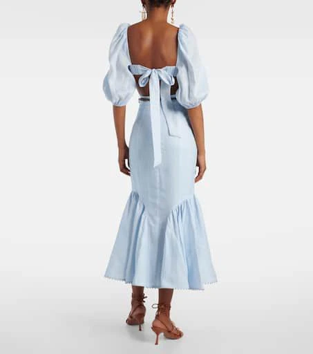 Zimmermann Rhiannon puff-sleeve linen crop top 3