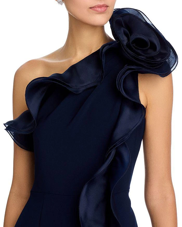 Teri Jon One Shoulder Crepe Column Gown 2