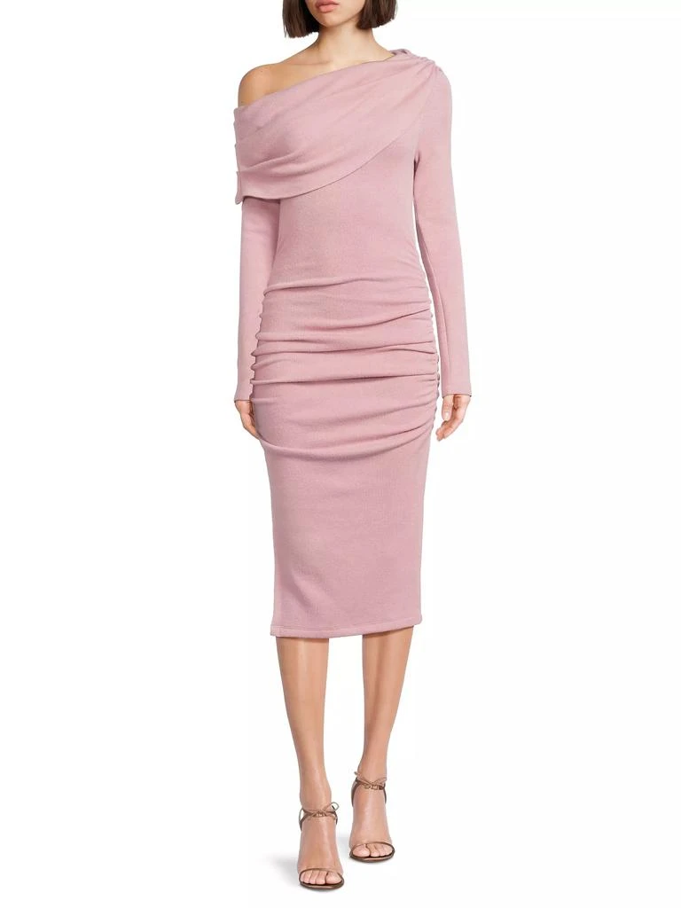 Black Halo Harmon One-Shoulder Draped Sheath Dress 2
