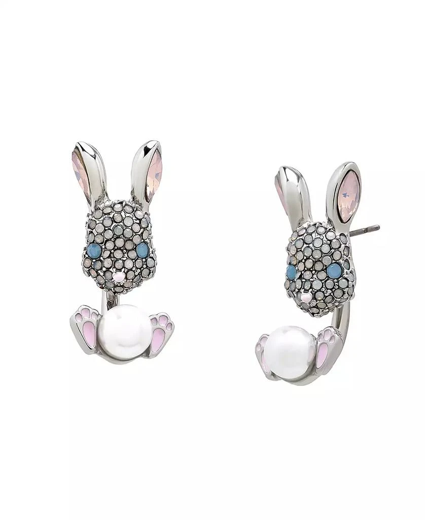Betsey Johnson Faux Stone Spring Bunny Barbell Jacket Earring 1