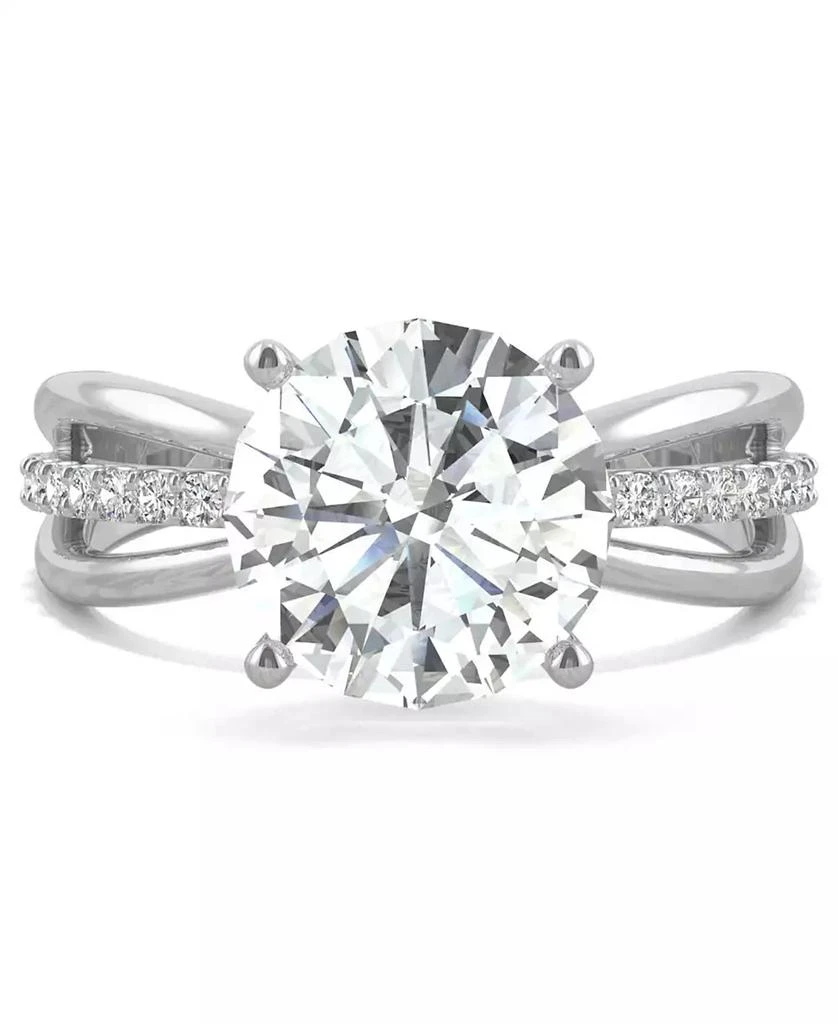 Charles & Colvard Moissanite Round Solitaire with Sides Ring (2-9/10 ct. tw. Diamond Equivalent) in 14k White Gold 2