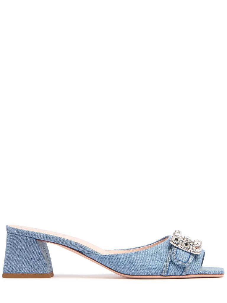 ロジェ・ヴィヴィエ Roger Vivier Flower Strass 65 Mules Efflorescence 65 embellished satin mules in black - Roger