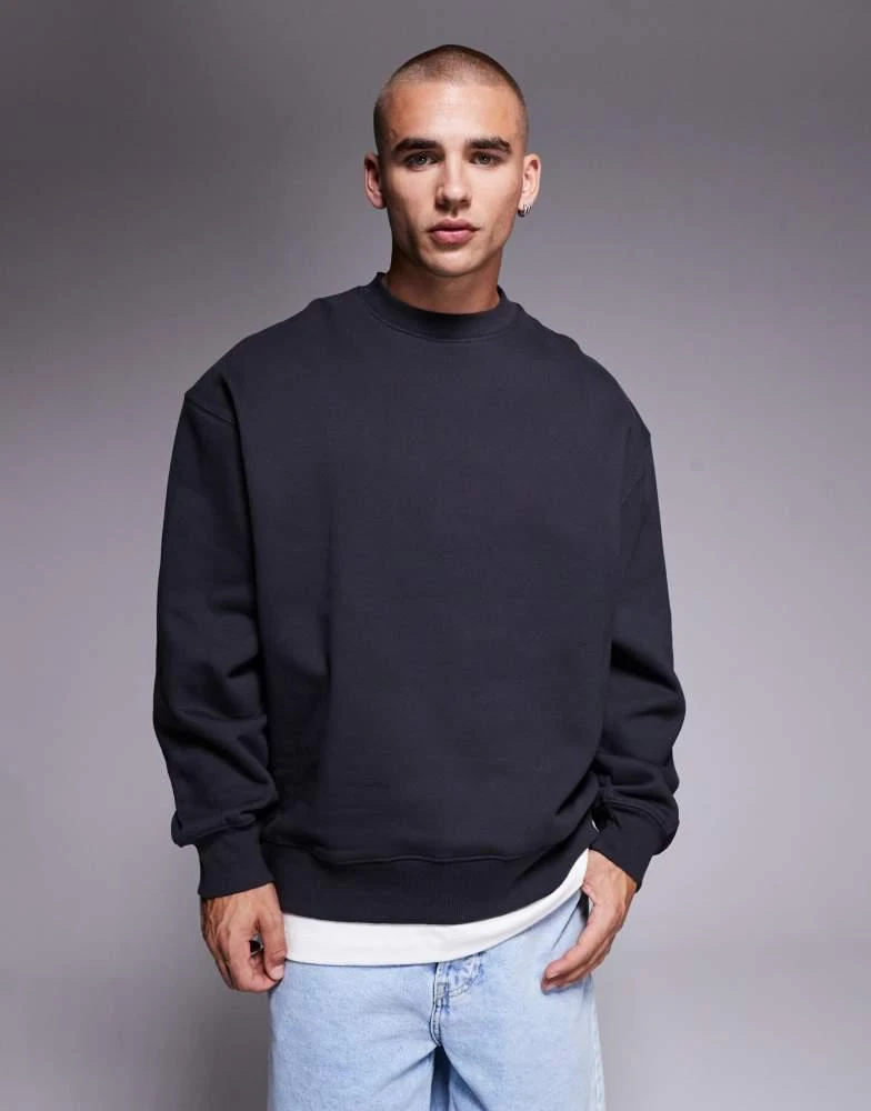 ASOS ASOS DESIGN premium heavyweight oversized sweatshirt 400gsm in charcoal 1