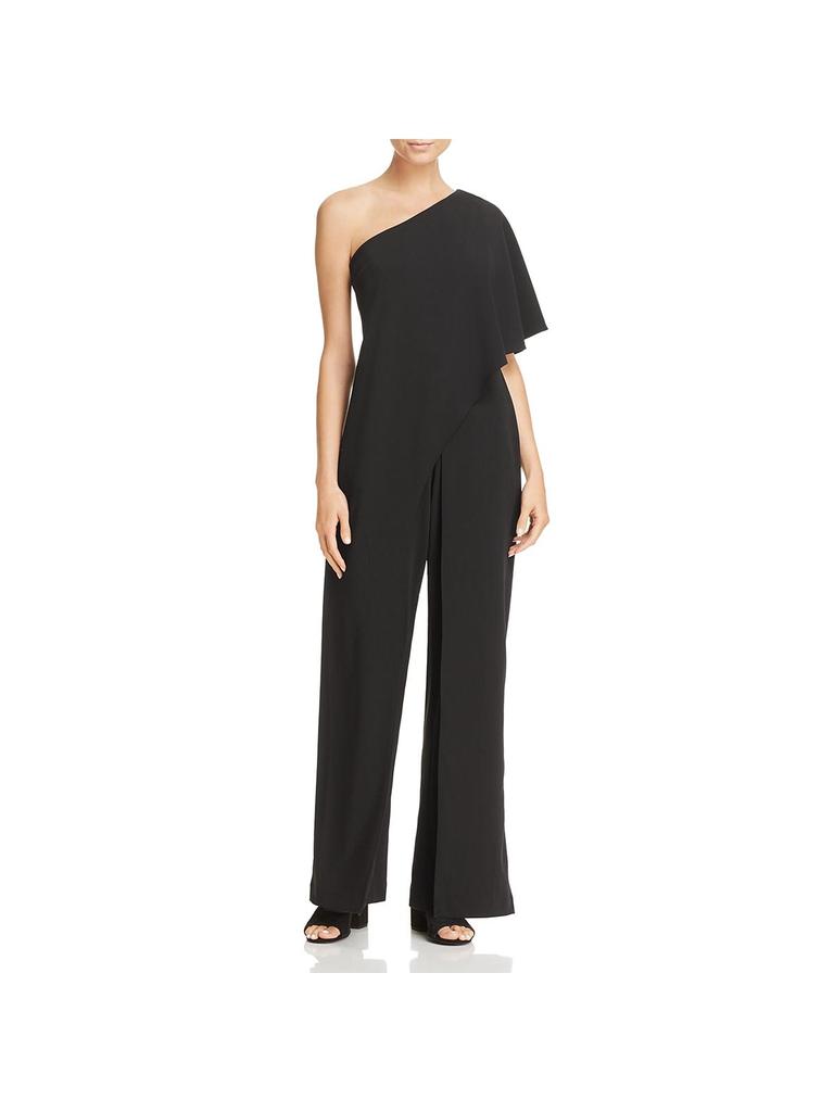 Adrianna Papell Womens One Shoulder Draped Jumpsuit