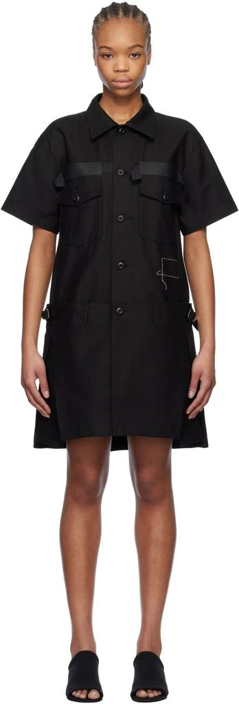 Sacai Black WTAPS Edition Cotton Back Satin Minidress 1