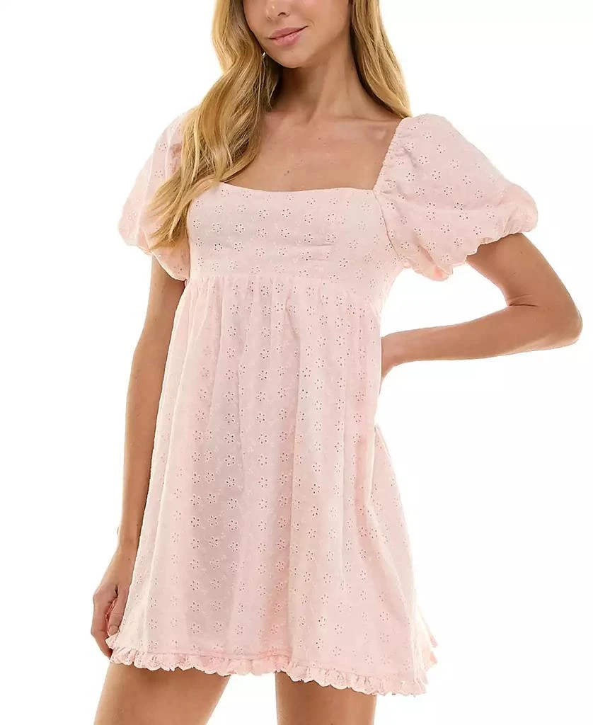 City Studios Juniors' Cotton Eyelet Babydoll Dress 3