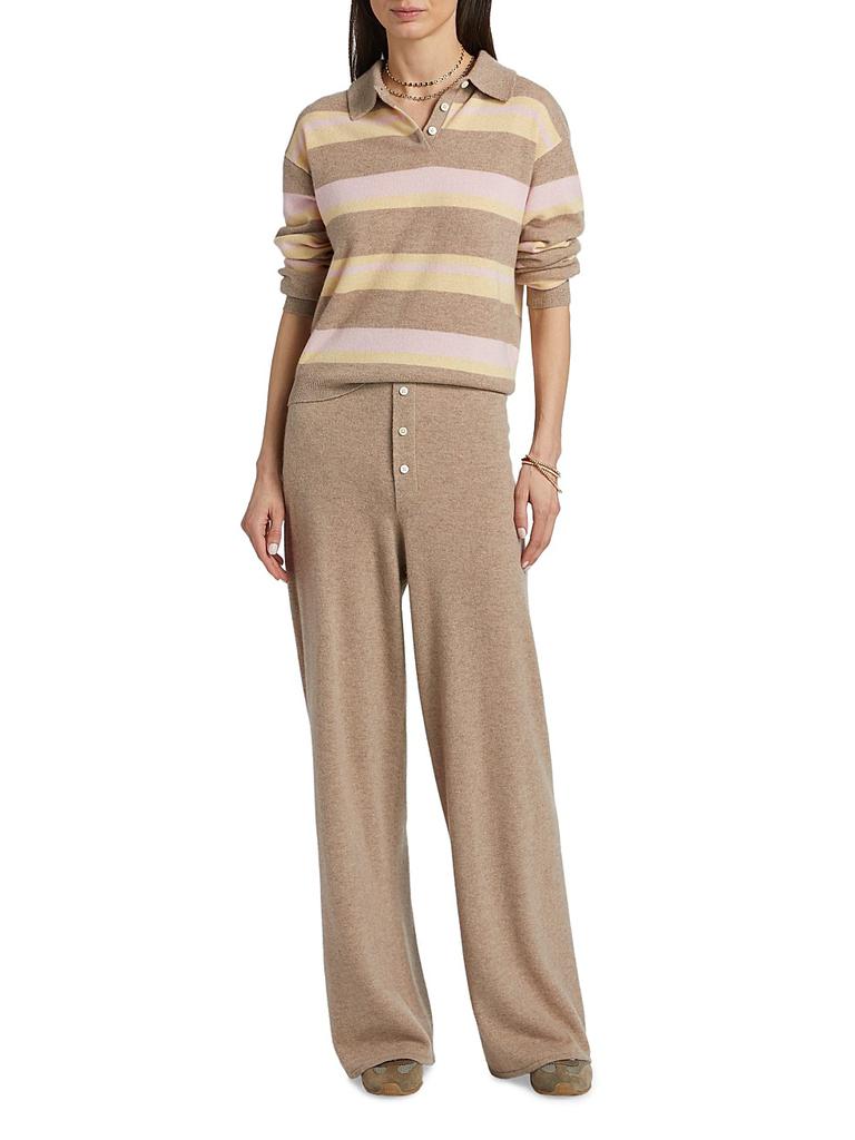 Guest in Residence Collegiate Striped Cashmere Polo Shirt