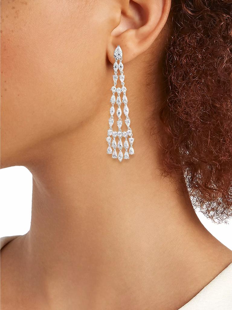 Adriana Orsini Feliz Sterling Silver & Cubic Zirconia Linear Chandelier Earrings