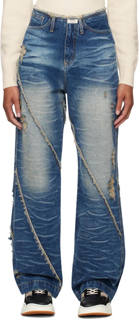 ADER error Blue Frayed Jeans