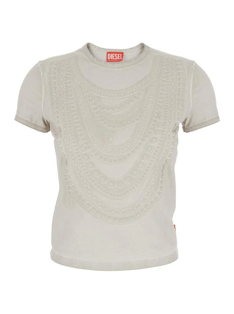 Diesel 'T-Nekka' White T-Shirt With Embossed Details On The Front In Cotton Blend Woman 1