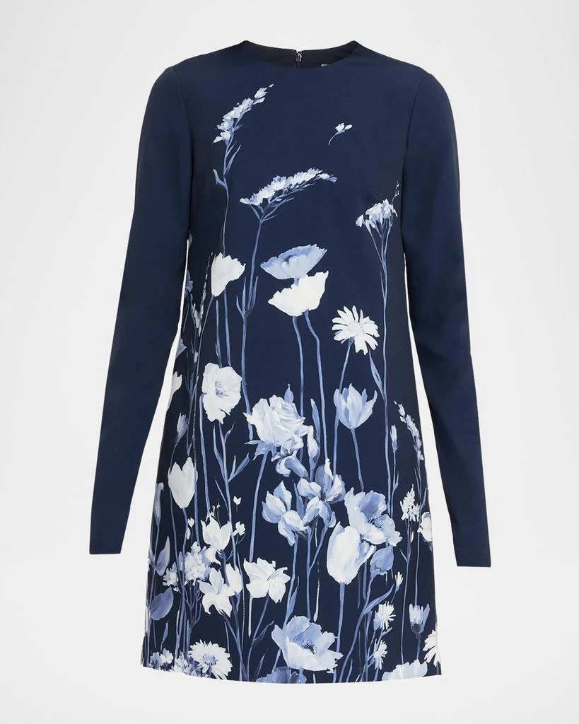 LELA ROSE Floral Crepe Long-Sleeve Mini Dress - Dresses & Skirts - Free  Shipping - BeyondStyle