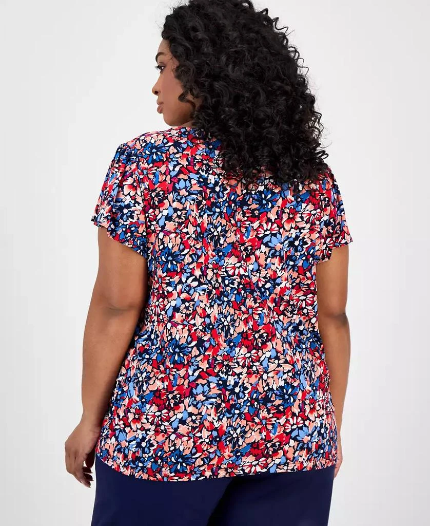 JONES NEW YORK Plus Size Printed Keyhole Top 4