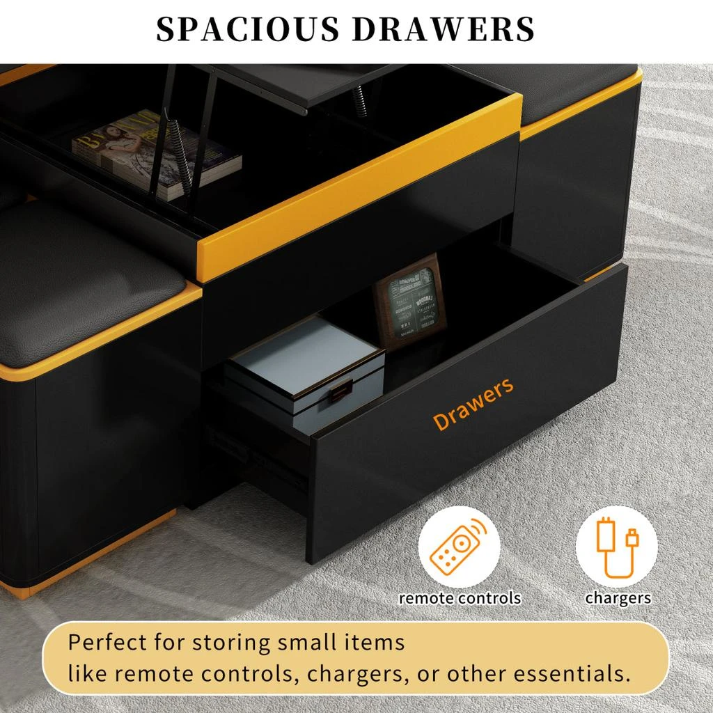 Streamdale Furniture Streamdale Lift-Top Coffee Table with Storage Stools
Foldable Top 3