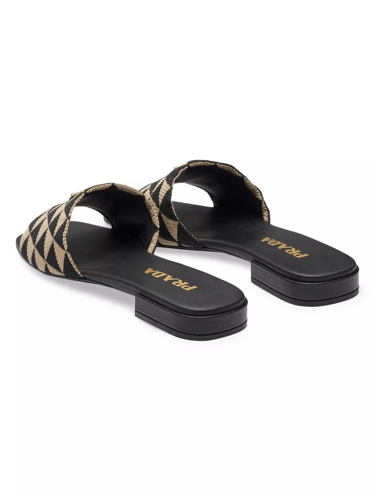 スリッポン PRADA EMBROIDERED FABRIC SLIPPERS Prada Embroidered Fabric Slides - Slippers - Free Shipping
