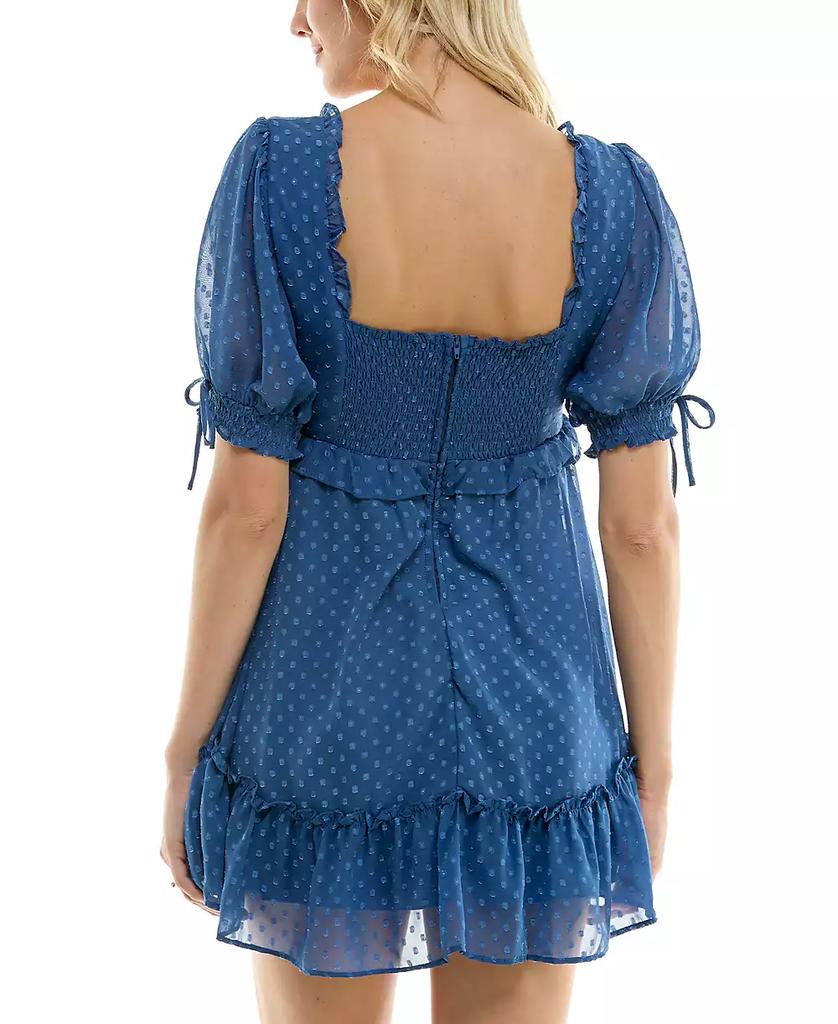 B Darlin Juniors' Clip-Dot Chiffon A-Line Dress