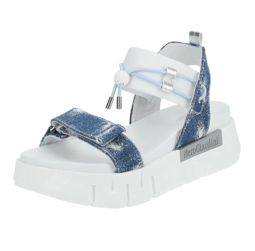 NeroGiardini Women's T Strap Jean Sandal In Denim 1