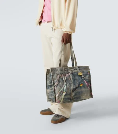Acne Studios Logo trompe l'œil canvas tote bag 2