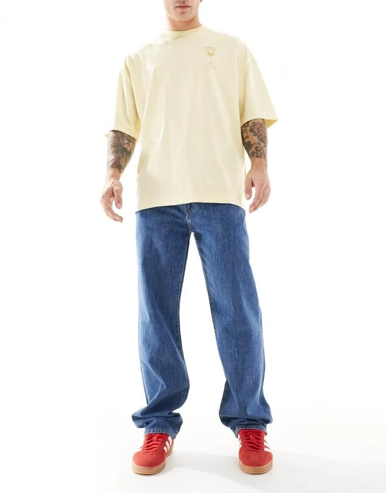 Levi's Levi's 568 loose straight fit lightweight cotton linen mix jeans in mid blue 1