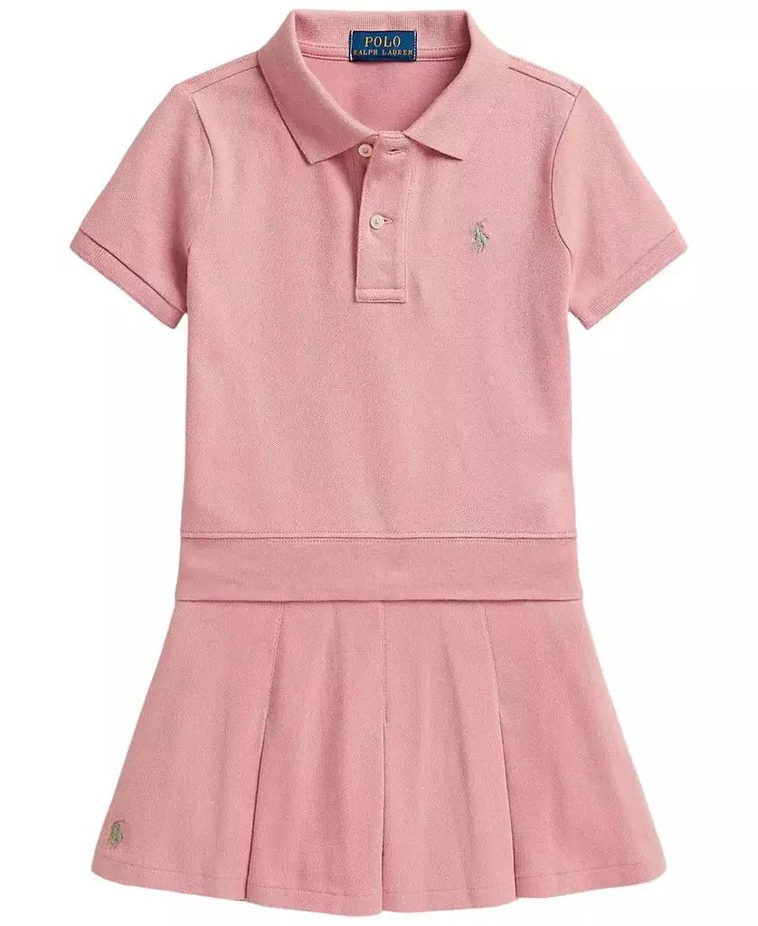 Ralph Lauren Girls' 2T-6X Stretch Mesh Boxy Polo Shirt and Skirt, 2-Piece Set