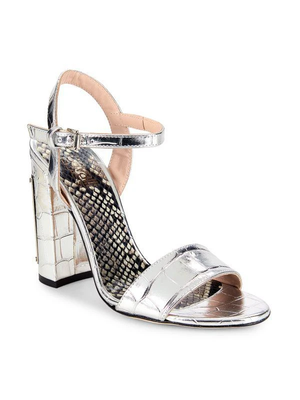 cavalli CLASS Croc Embossed Leather Sandals 2