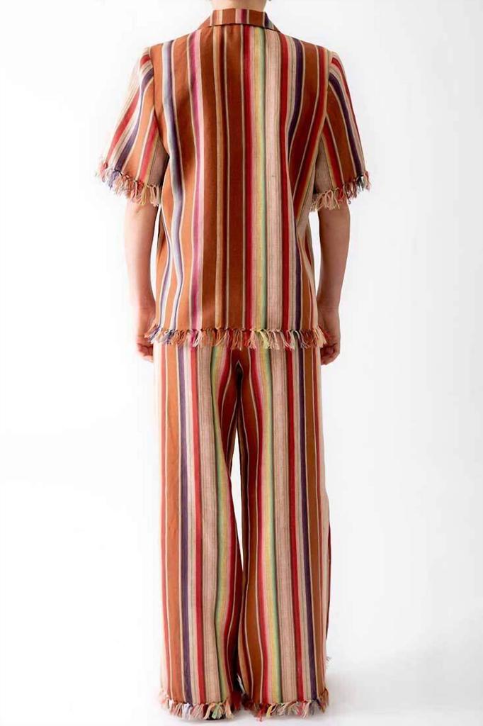 MIGUELINA Oversized Button Down Shirt In Briar Rust Stripes