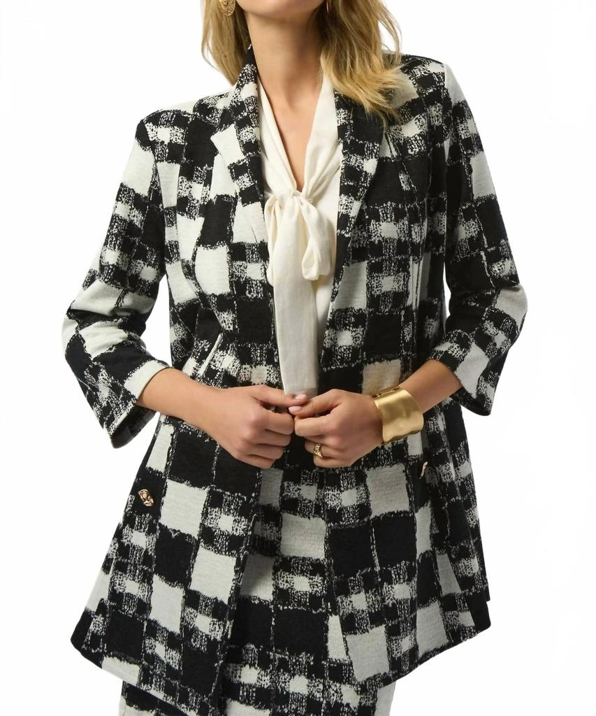JOSEPH RIBKOFF Checkered Jacquard Blazer In Black/cream
