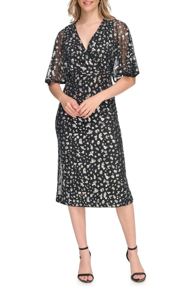 Kensie Sequin Faux Wrap Dress 1