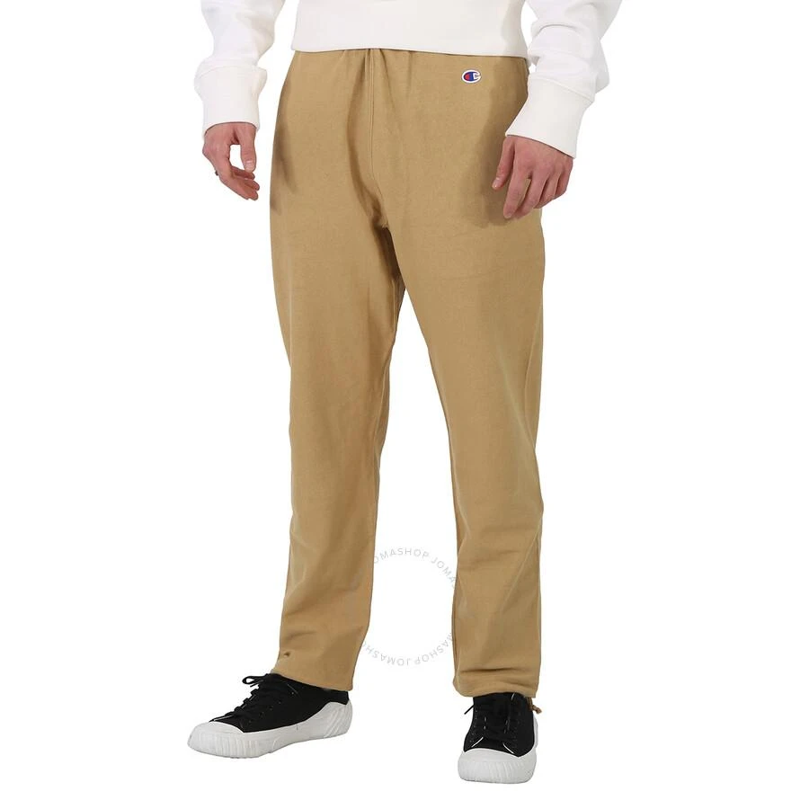 Champion Men's Beige Cotton Logo Long Sweatpants 3