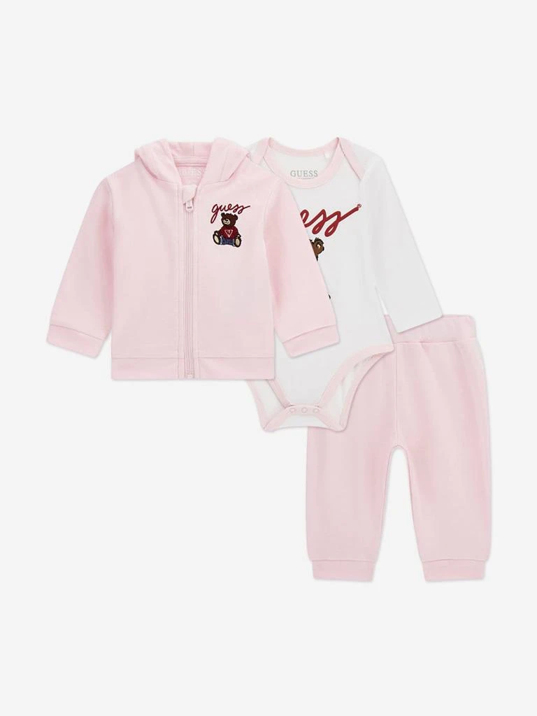 GUESS Guess Baby Girls Teddy Bear Tracksuit Set in Pink 1