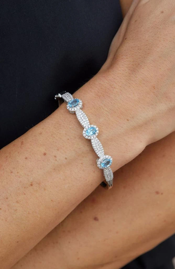 Savvy Cie Jewels CZ Pavé Created Sky Blue Topaz Bangle Bracelet 2
