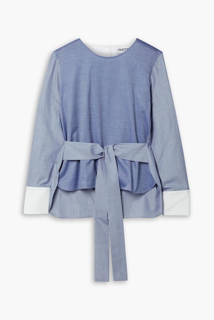 Partow Callie tie-front color-block cotton top