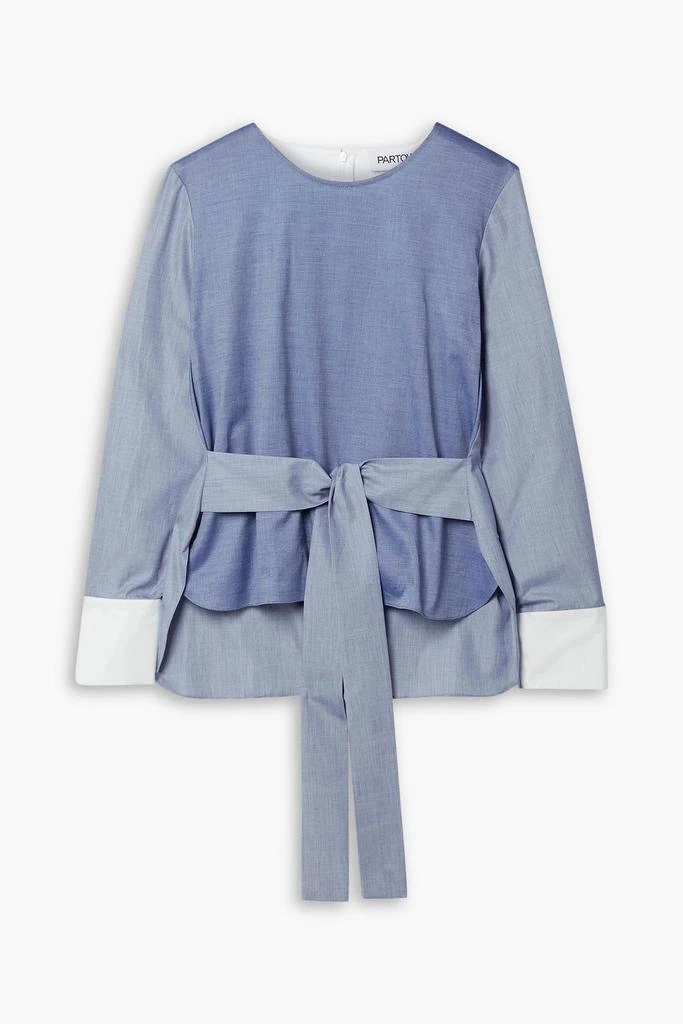 Partow Callie tie-front color-block cotton top 1