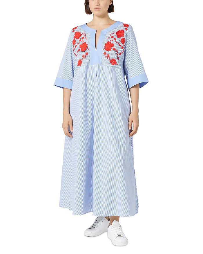 Marina Rinaldi Sport 2A Uscita Opossum Embroidered Split V Neck Dress