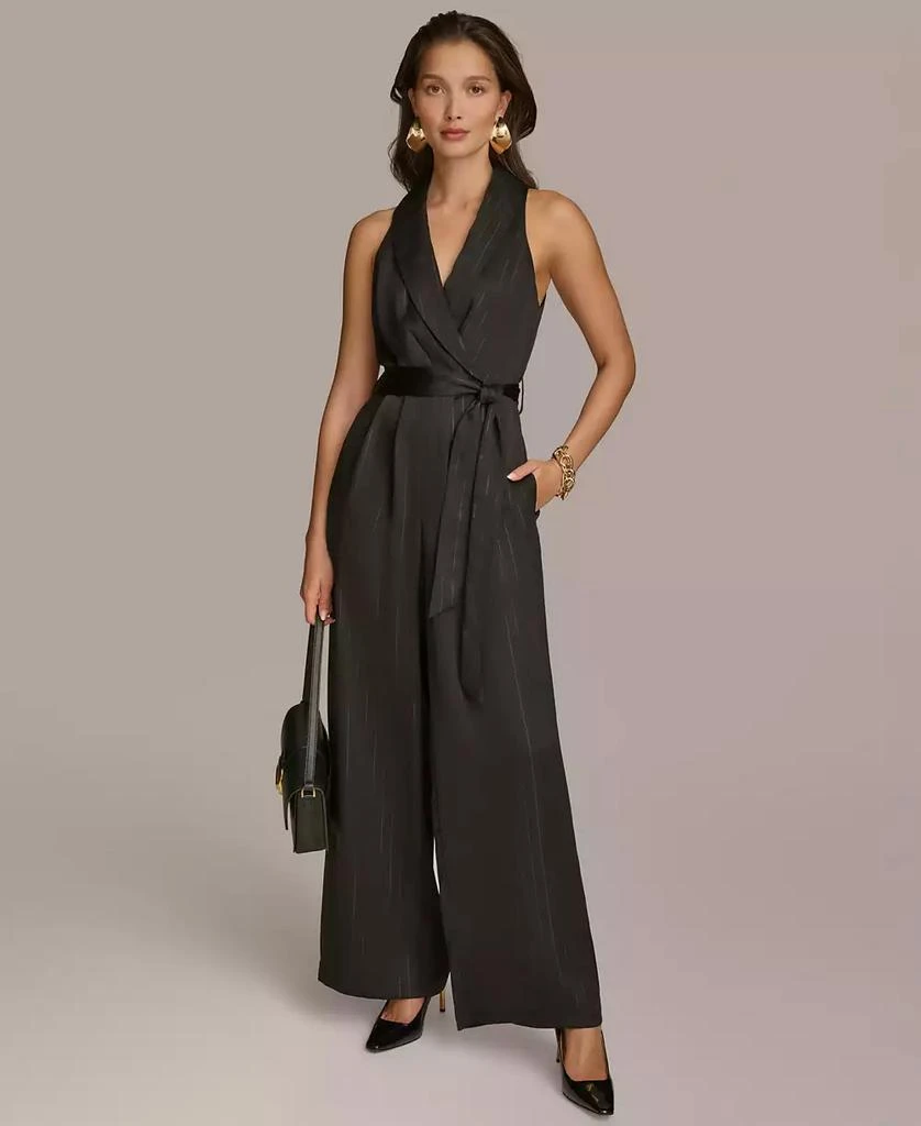 Donna Karan Women's Shawl-Collar Tie-Waist Jumpsuit 1