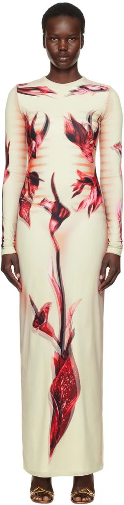 Jean Paul Gaultier Green & Pink 'The Flower Body Morphing Marinière' Maxi Dress 1