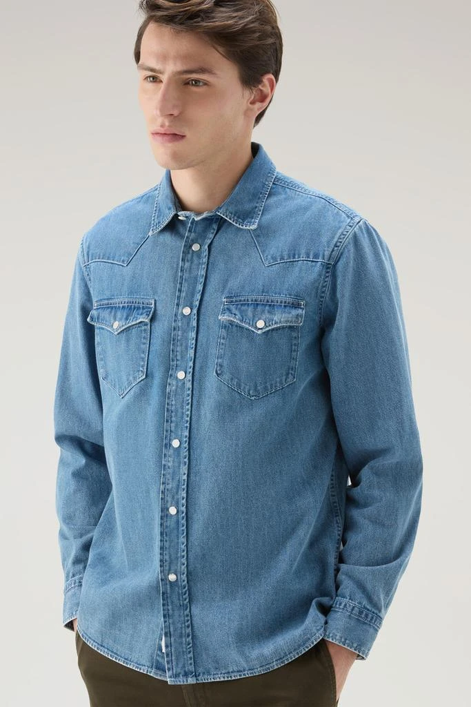 WOOLRICH Denim Shirt in Pure Cotton - Men - Blue 4