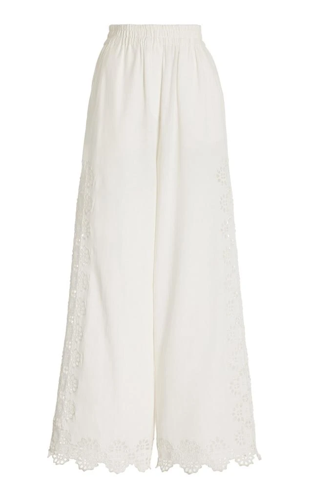 Sea Sea - Edith Cotton And Linen-Blend Wide-Leg Pants - Ivory - XS - Moda Operandi 1