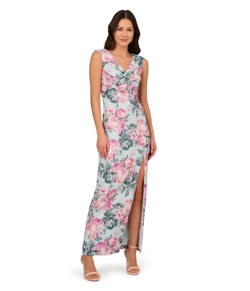 Adrianna Papell Jacquard Long Dress 1