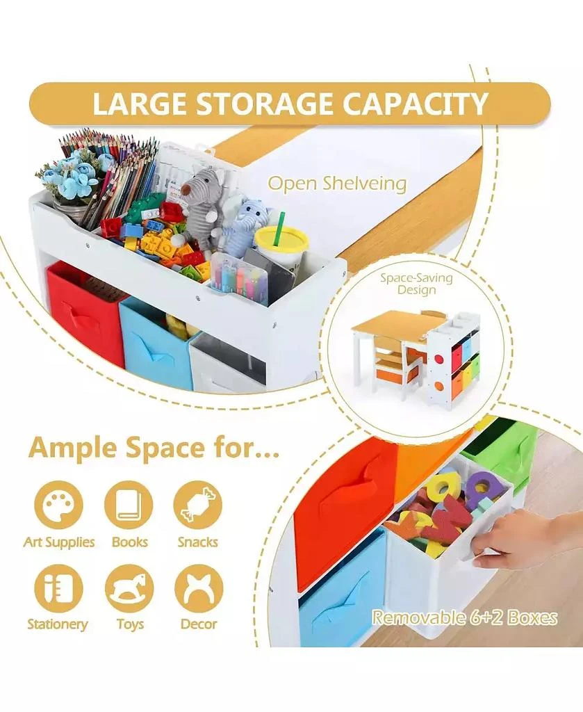 Kinder King 3-in-1 Kids Table and 2 Chairs Set with Storage, Removable Top and Chalkboard for Art, Crafts, and Reading 2