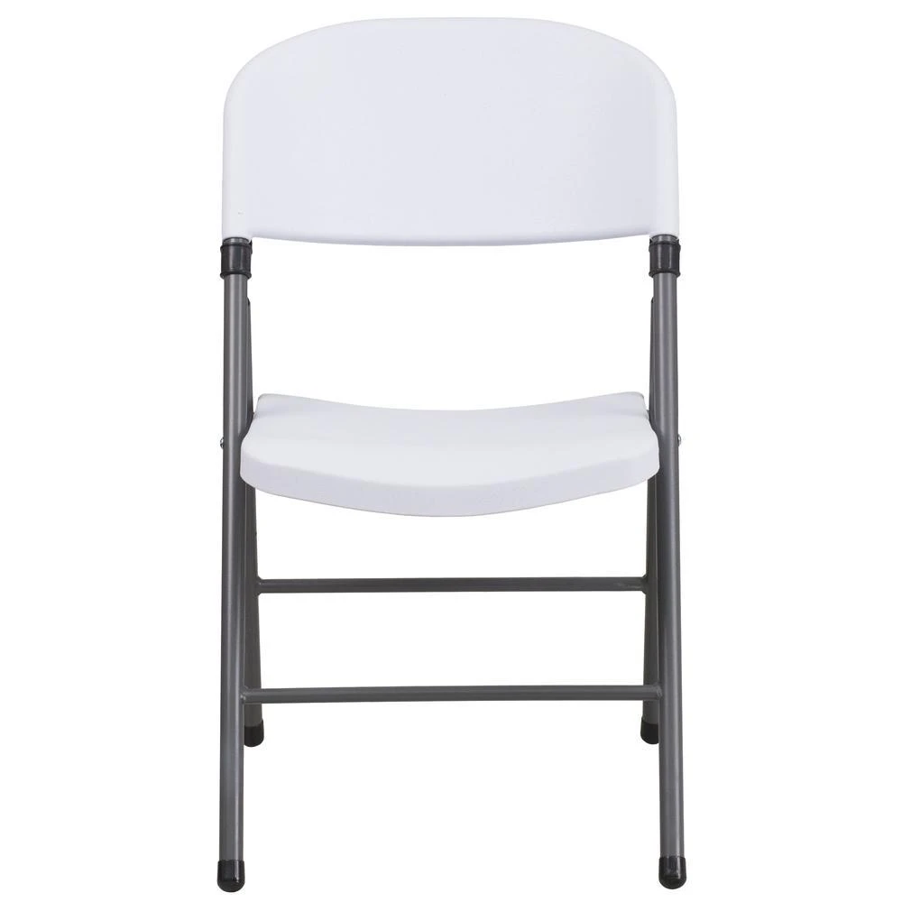 Flash Furniture HERCULES Series 330 lb. Capacity Granite White Plastic Folding Chair with Charcoal Frame 5